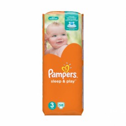 Подгузники, Pampers (Памперс) 5-9 кг №58 Слип энд Плей миди с ромашкой