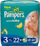 Подгузники, Pampers (Памперс) 4-9 кг р. 3 №22 беби драй экстра миди